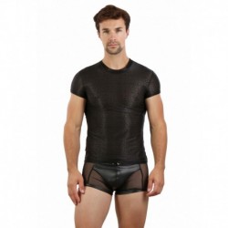 T Shirt Noir Homme- Légèrement Transparent A Motifs