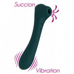 Quiver Vert Foncé Stimulateur Clitoridien et Vaginal Usb à Double Stimulation Par Succion Ou Vibration